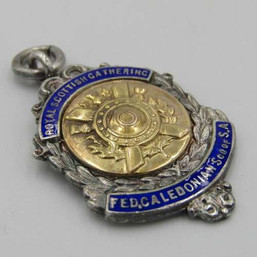 Sterling silver and gold Scottish fob medallion for Reel open 1st place