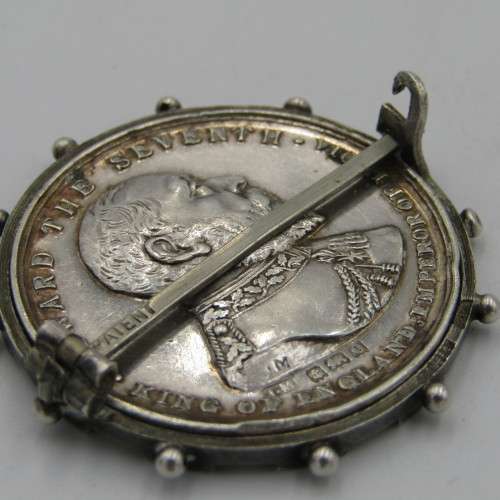 Very rare Sterling silver King Edward VII and Queen Alexandra 1902 Coronation medallion in surround