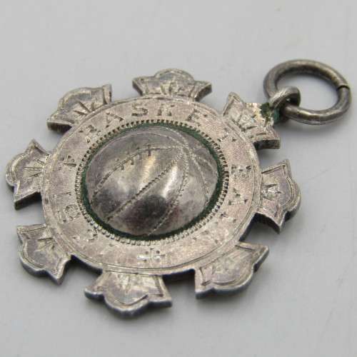 Antique 1921 Sterling silver basketball fob medallion