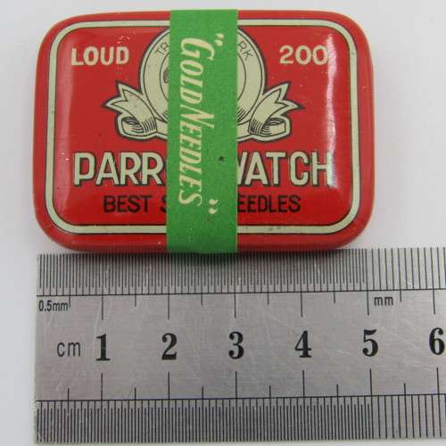 Antique Parrot Watch gramophone needles tin - still sealed