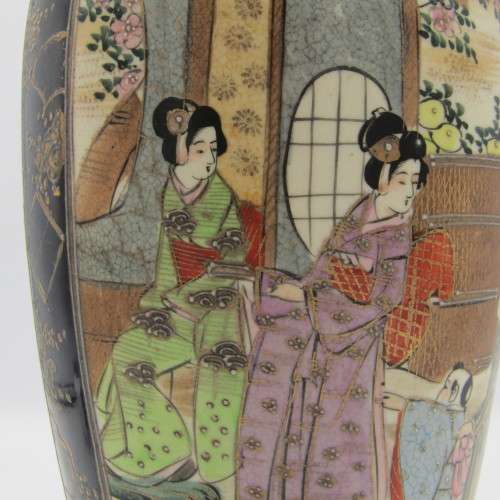 Antique 1920`s Japanese Satsuma porcelain vase - Height 22 cm