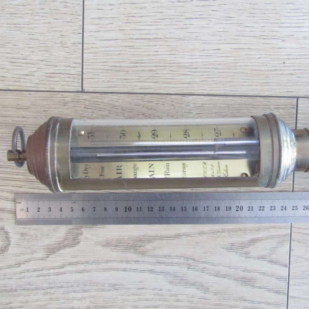 Antique brass ships stick barometer