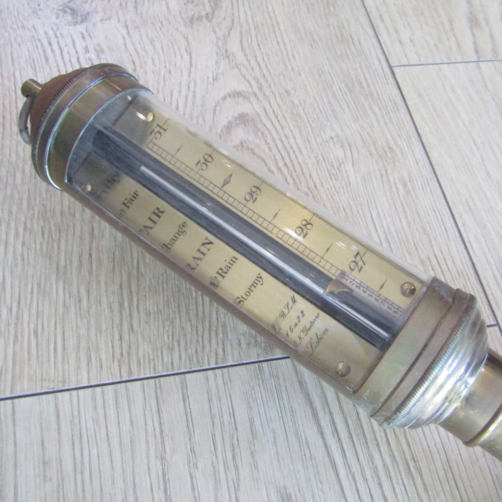 Antique brass ships stick barometer