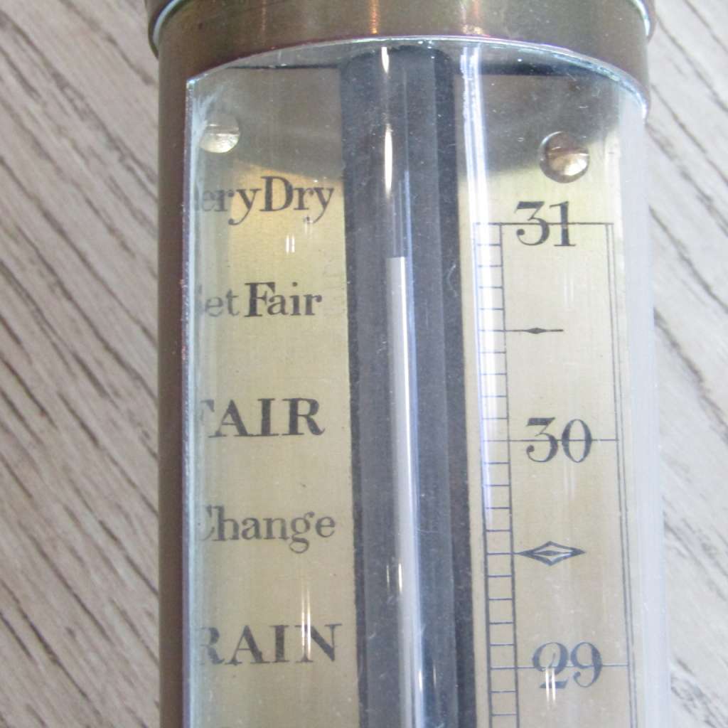 Antique brass ships stick barometer