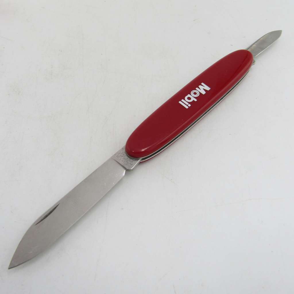 Vintage Victorinox 2 blade pocket knife with Mobil advertising logo