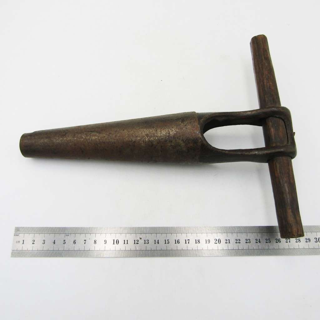 Antique wooden wine barrel bung bore