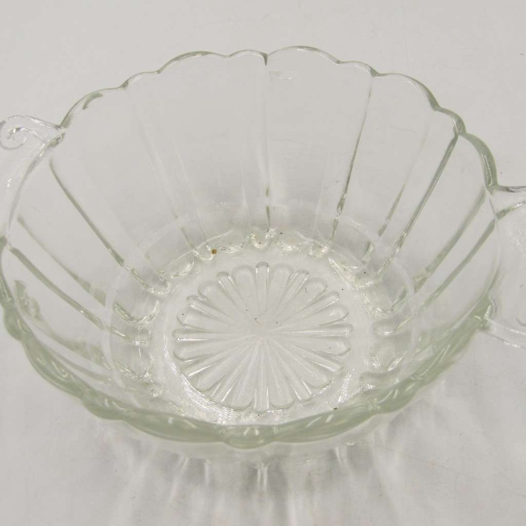 Vintage glass flower frog with glass bowl