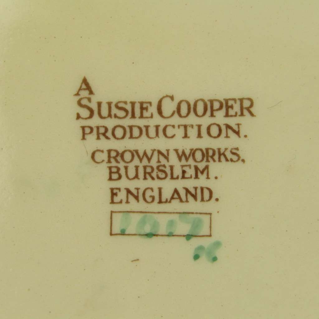 Susie Cooper tea set with teapot, milk jug, sugar bowl and cake plate