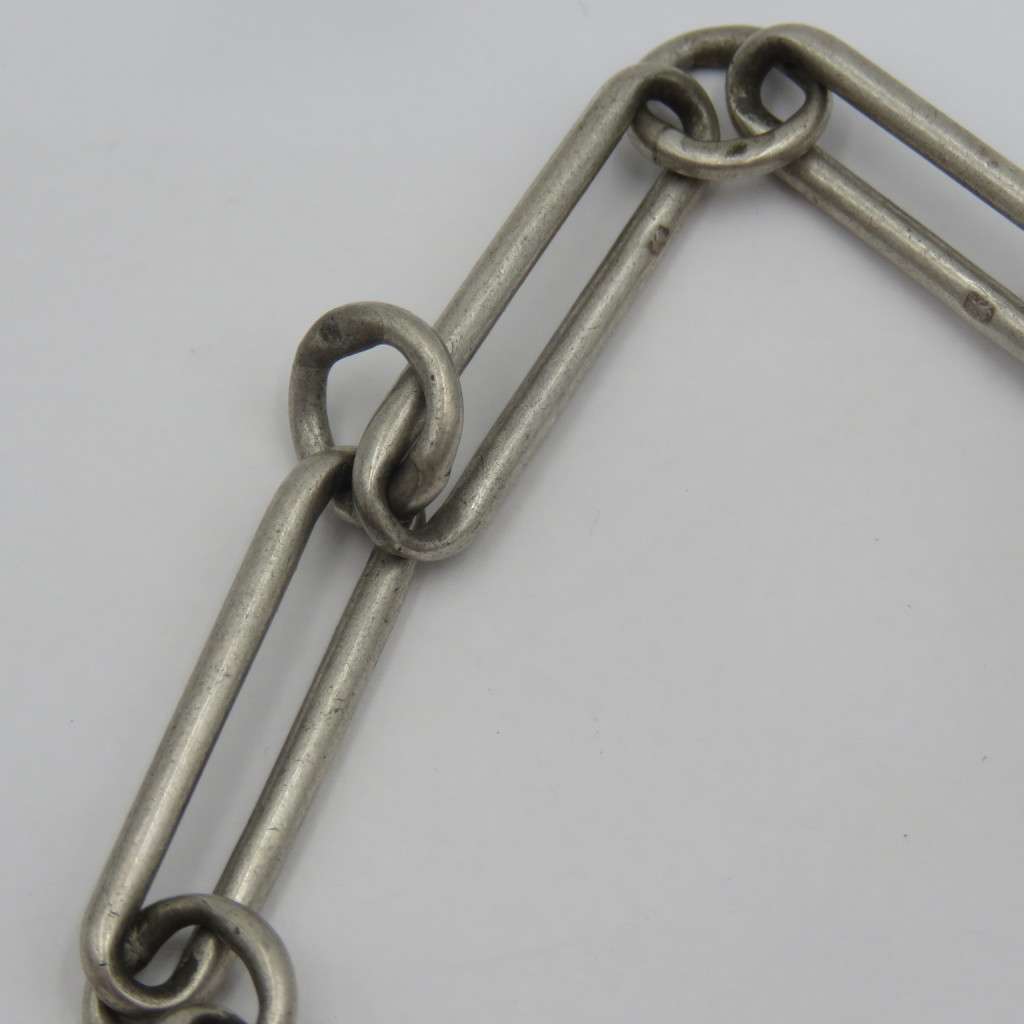 Antique Sterling silver pocketwatch fob chain with silver medallion