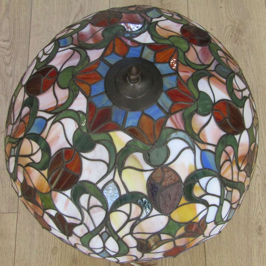 Beautiful Antique lamp with large lead glass shade