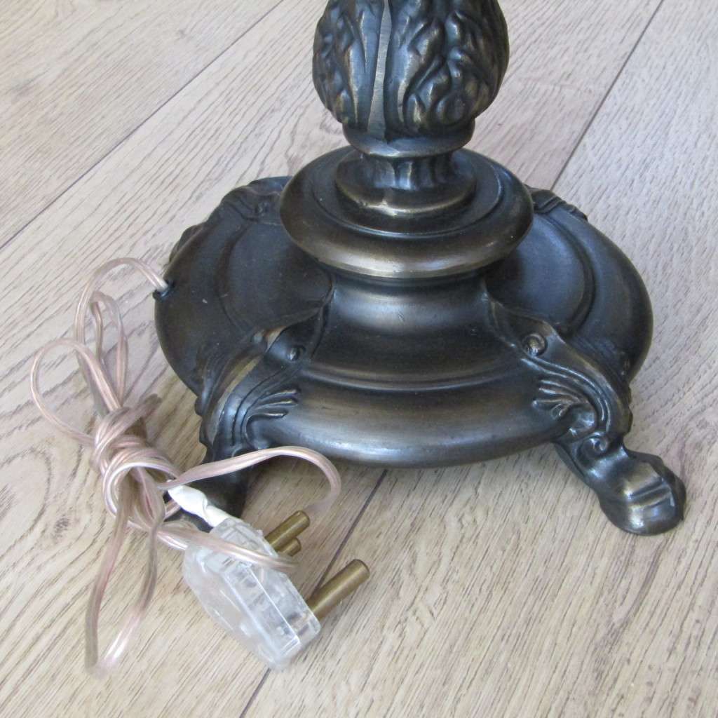 Beautiful Antique lamp with large lead glass shade