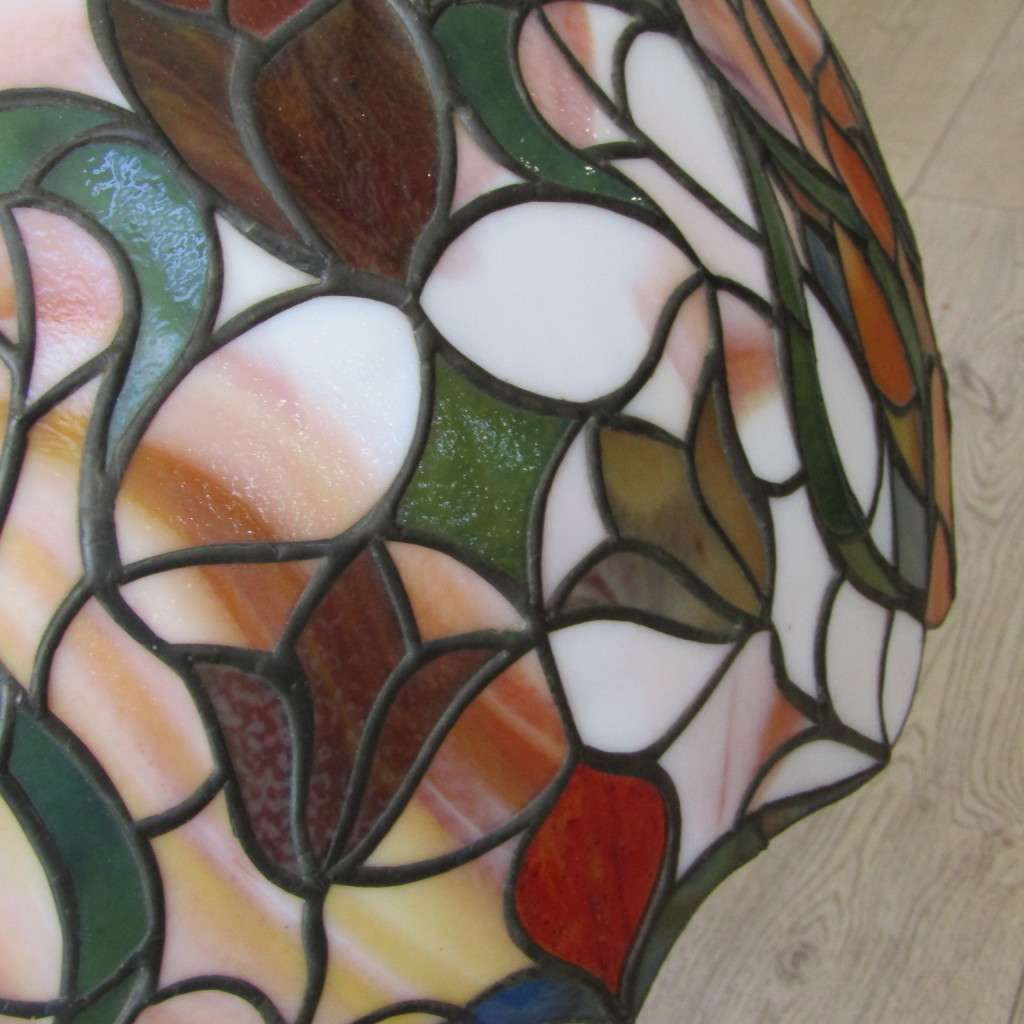 Beautiful Antique lamp with large lead glass shade