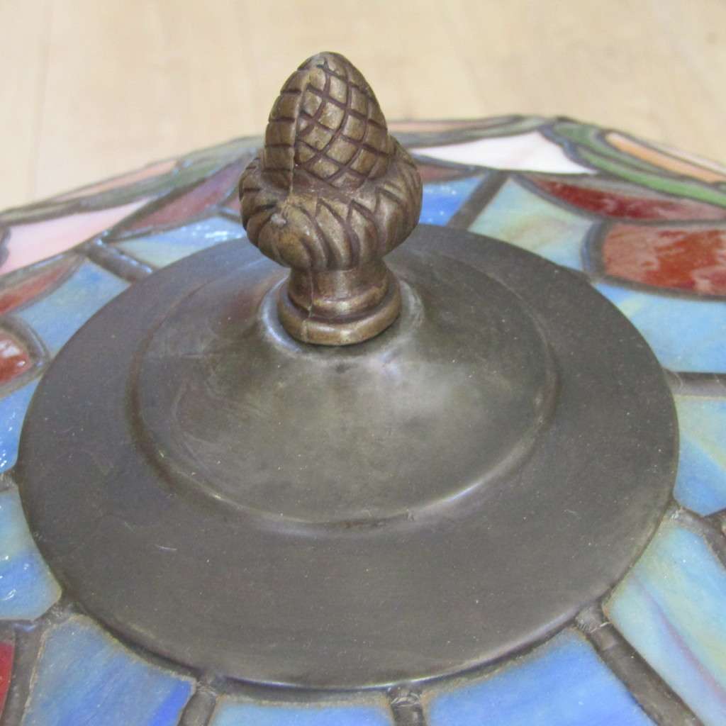 Beautiful Antique lamp with large lead glass shade