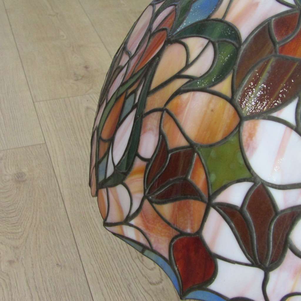 Beautiful Antique lamp with large lead glass shade