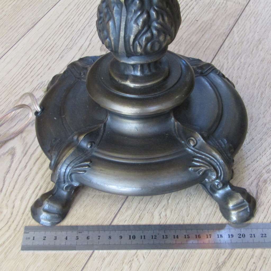 Beautiful Antique lamp with large lead glass shade