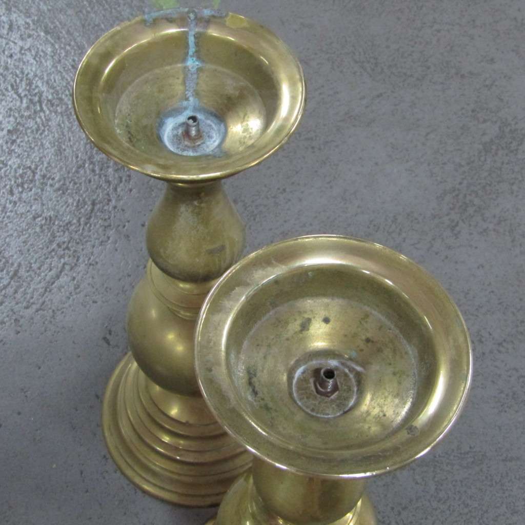 Pair of heavy brass large candlesticks - 50 cm