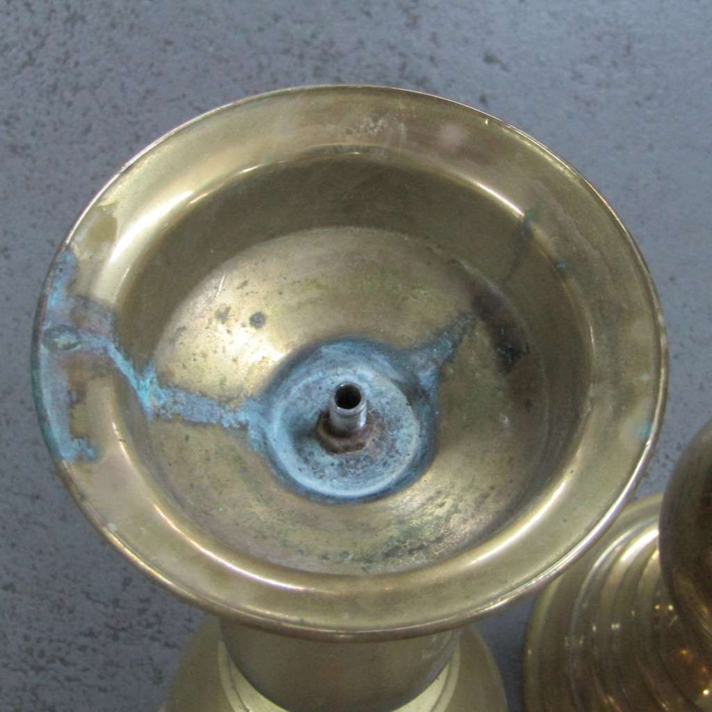 Pair of heavy brass large candlesticks - 50 cm