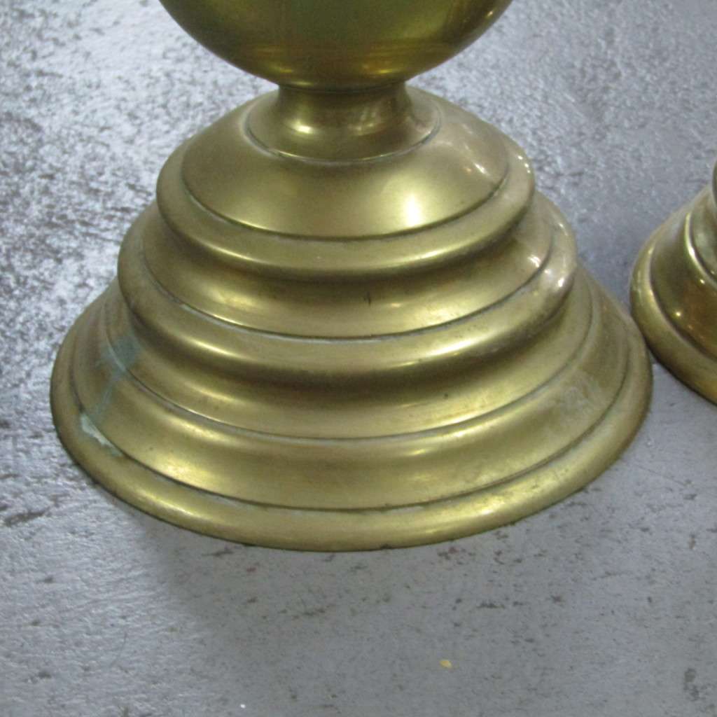 Pair of heavy brass large candlesticks - 50 cm