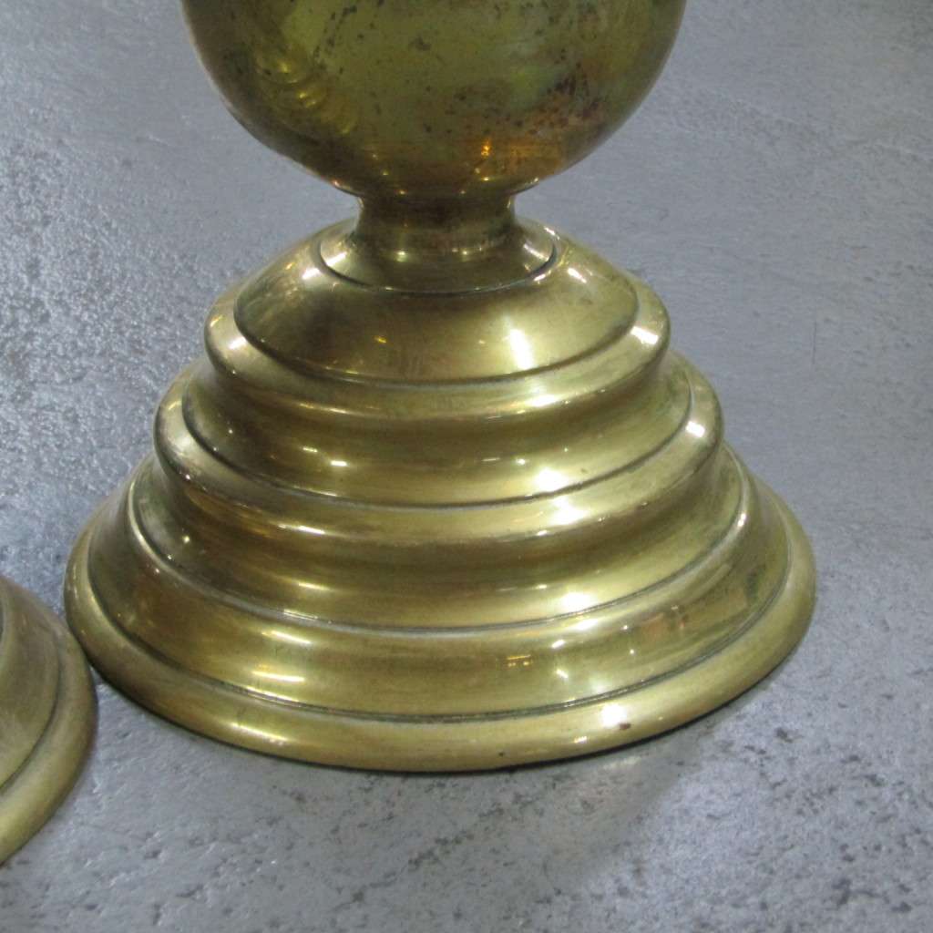 Pair of heavy brass large candlesticks - 50 cm