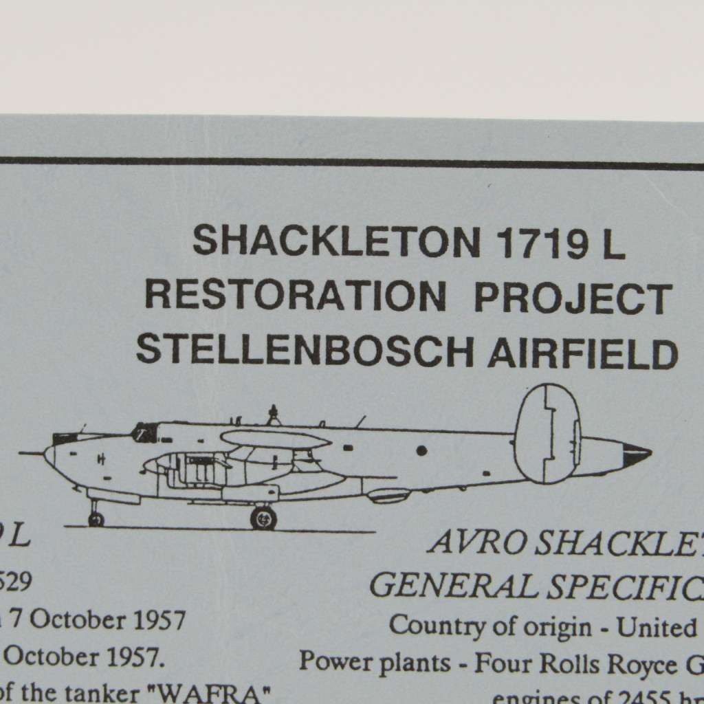 Shackleton 1719 L restoration project card and pin