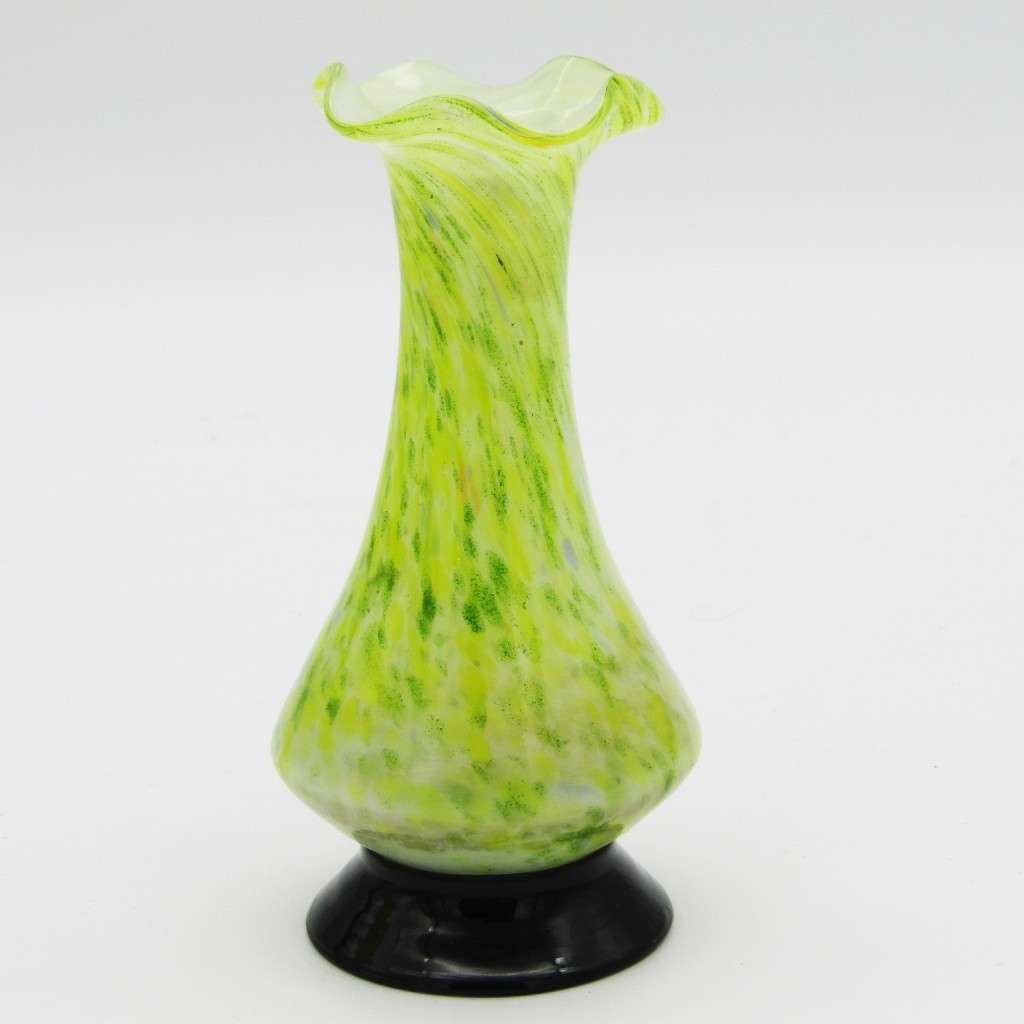 Pair of vintage handmade glass flower vases