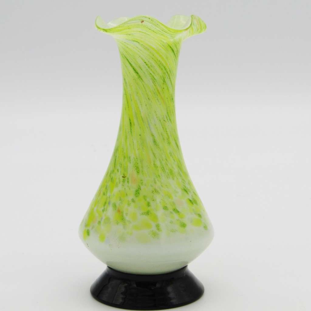 Pair of vintage handmade glass flower vases