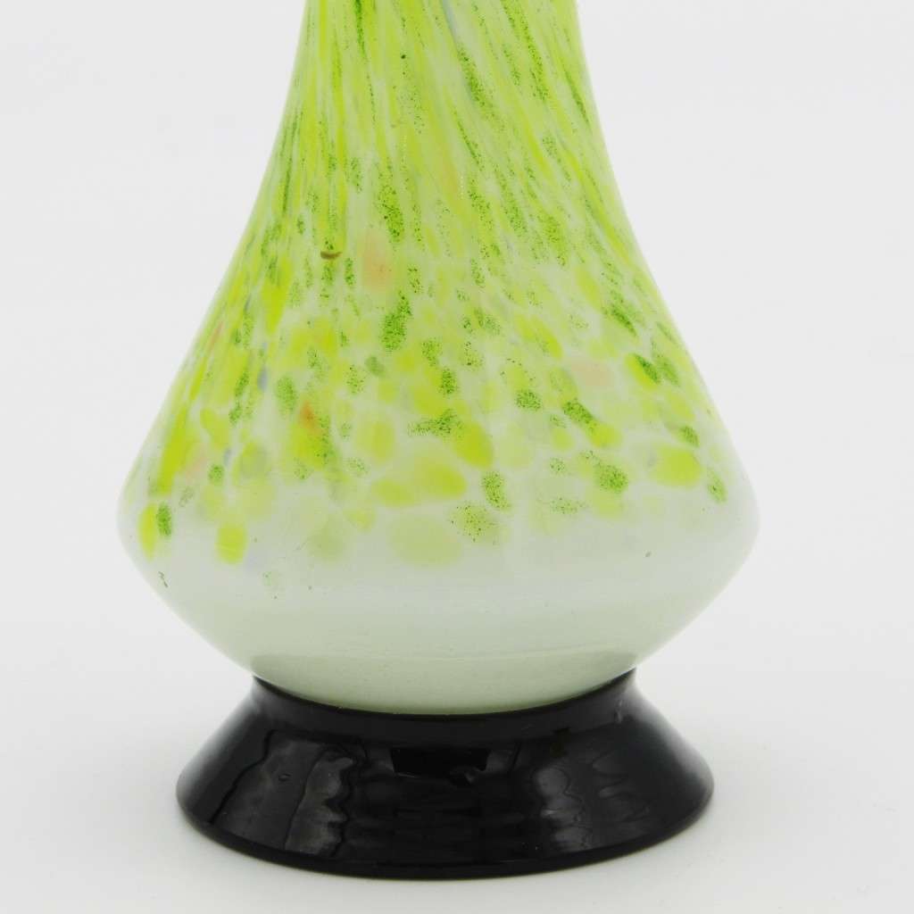 Pair of vintage handmade glass flower vases