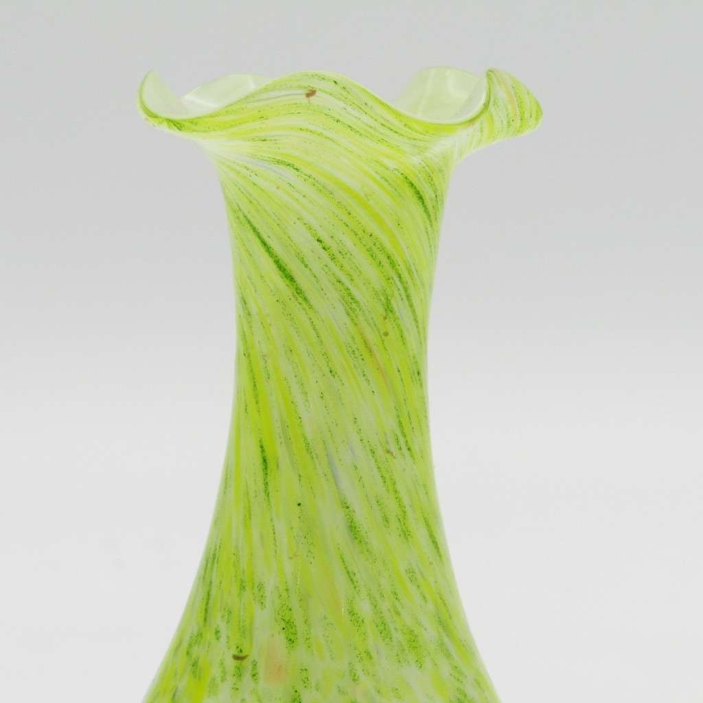 Pair of vintage handmade glass flower vases