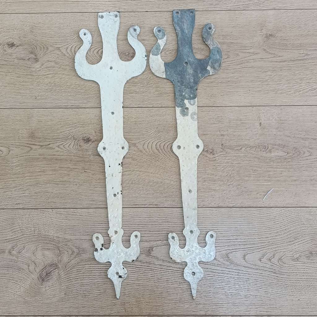 Pair of Large metal door hinge decorative plates