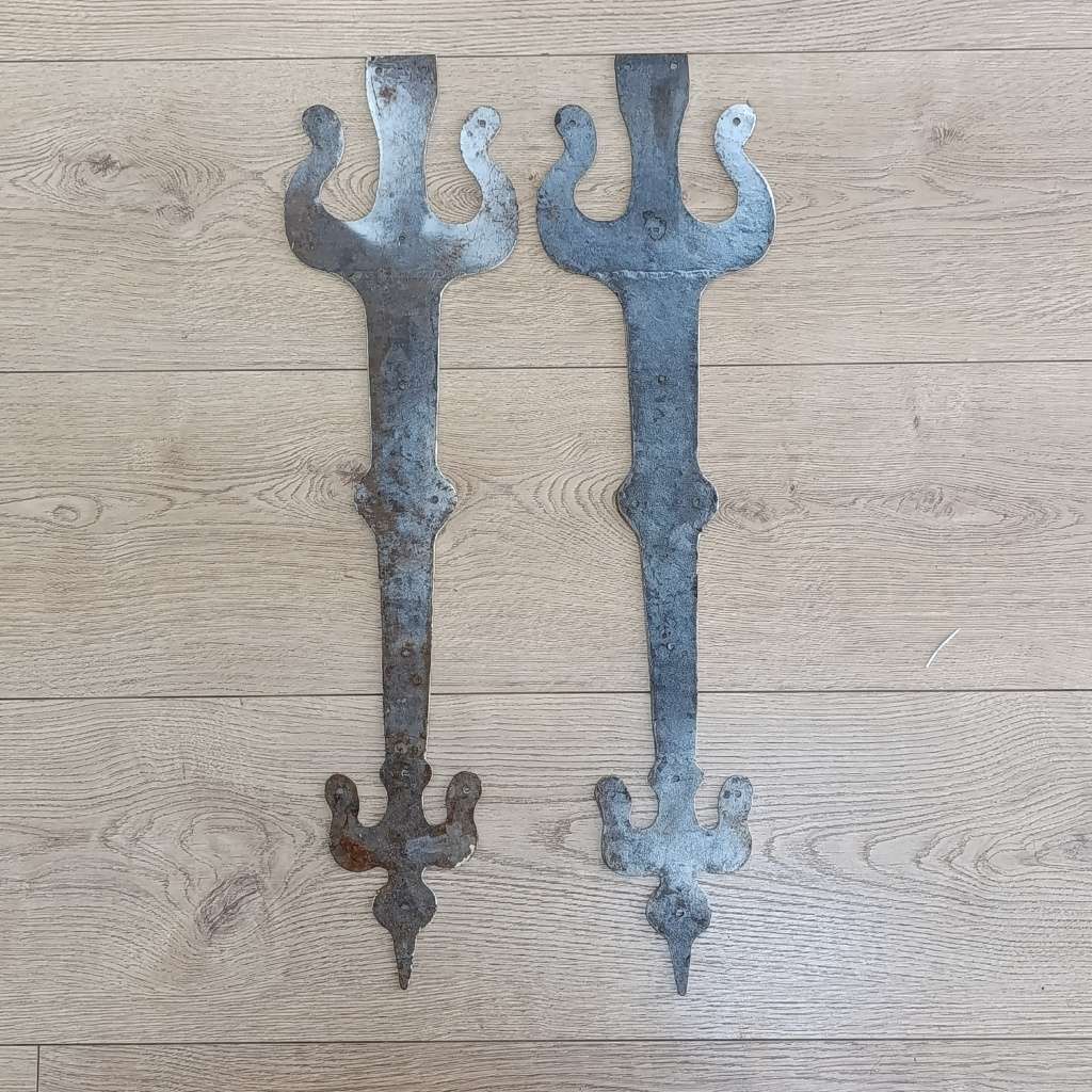 Pair of Large metal door hinge decorative plates