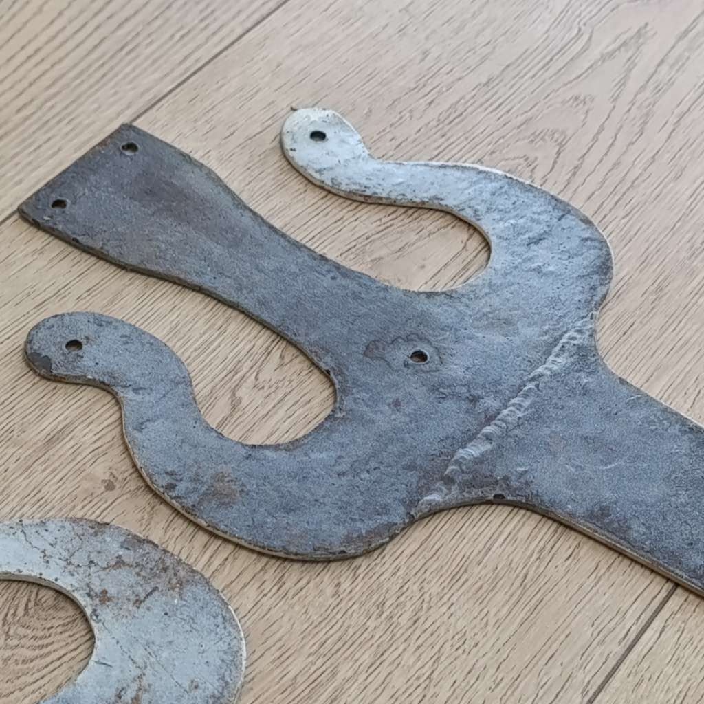 Pair of Large metal door hinge decorative plates