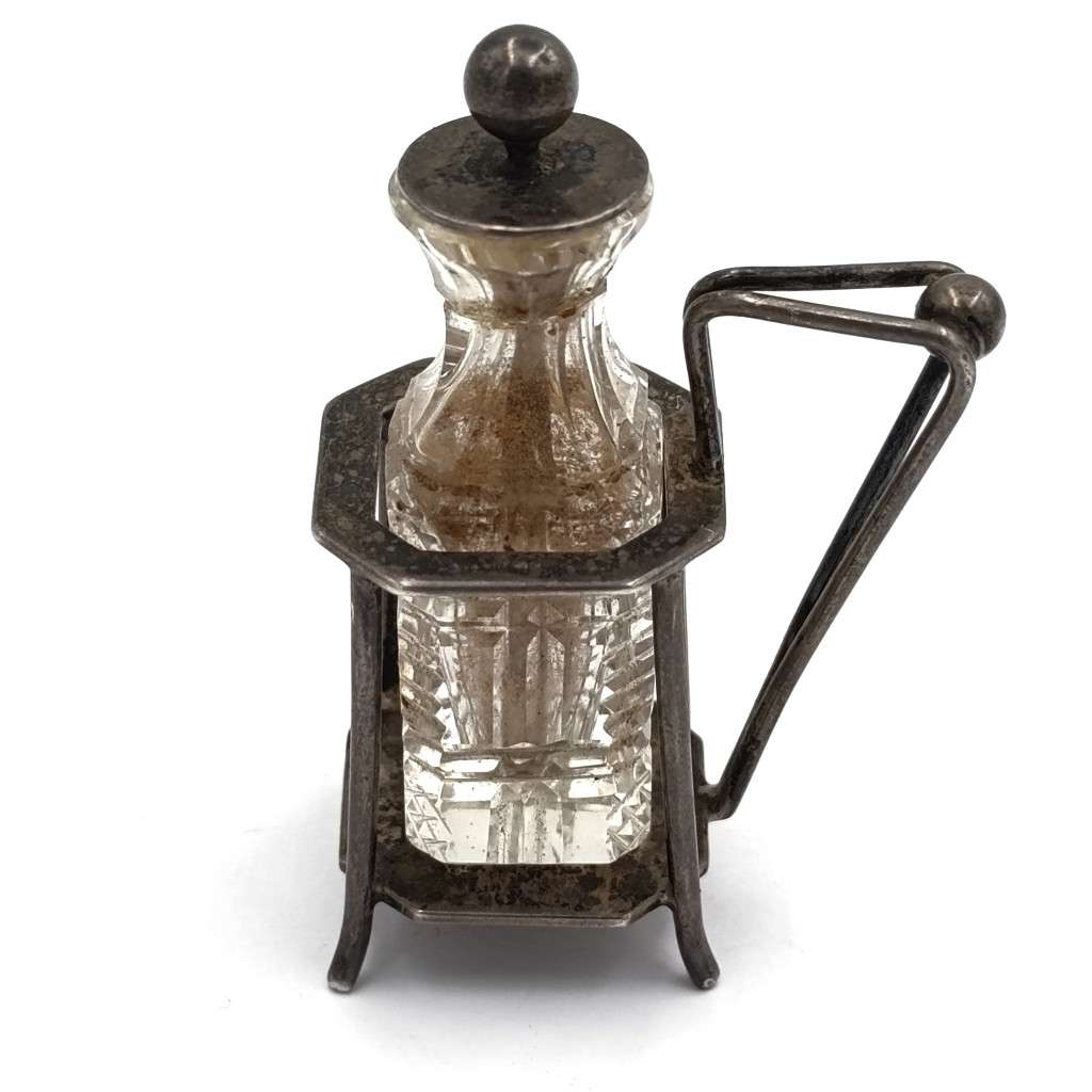 Silver Opium holder glass bottle with stand