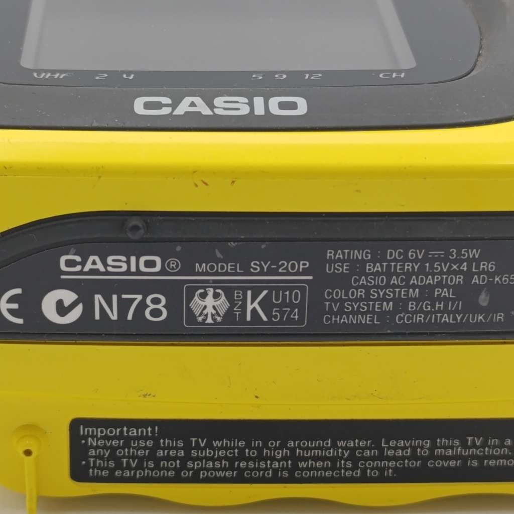 Vintage Casio N78 Model SY- 20P battery operated portable television working