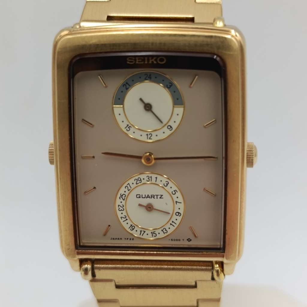 Vintage Seiko 7F22 dual dial quartz watch - working - 7F22-5000