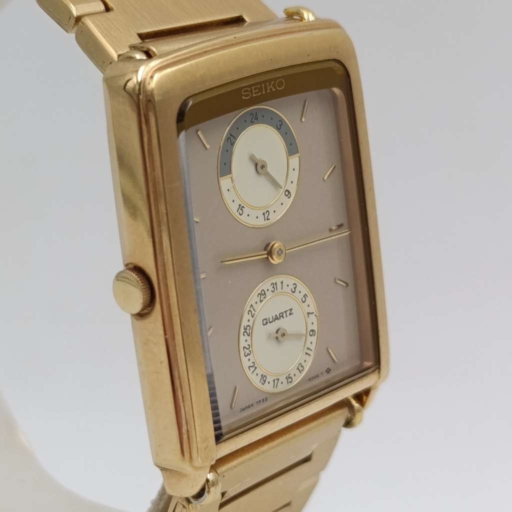 Vintage Seiko 7F22 dual dial quartz watch - working - 7F22-5000