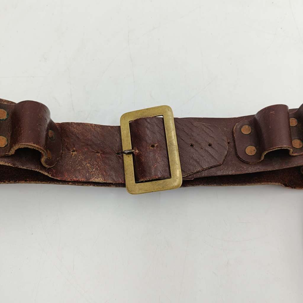 Old Leather military 12 round shotgun ammo belt  104cm long