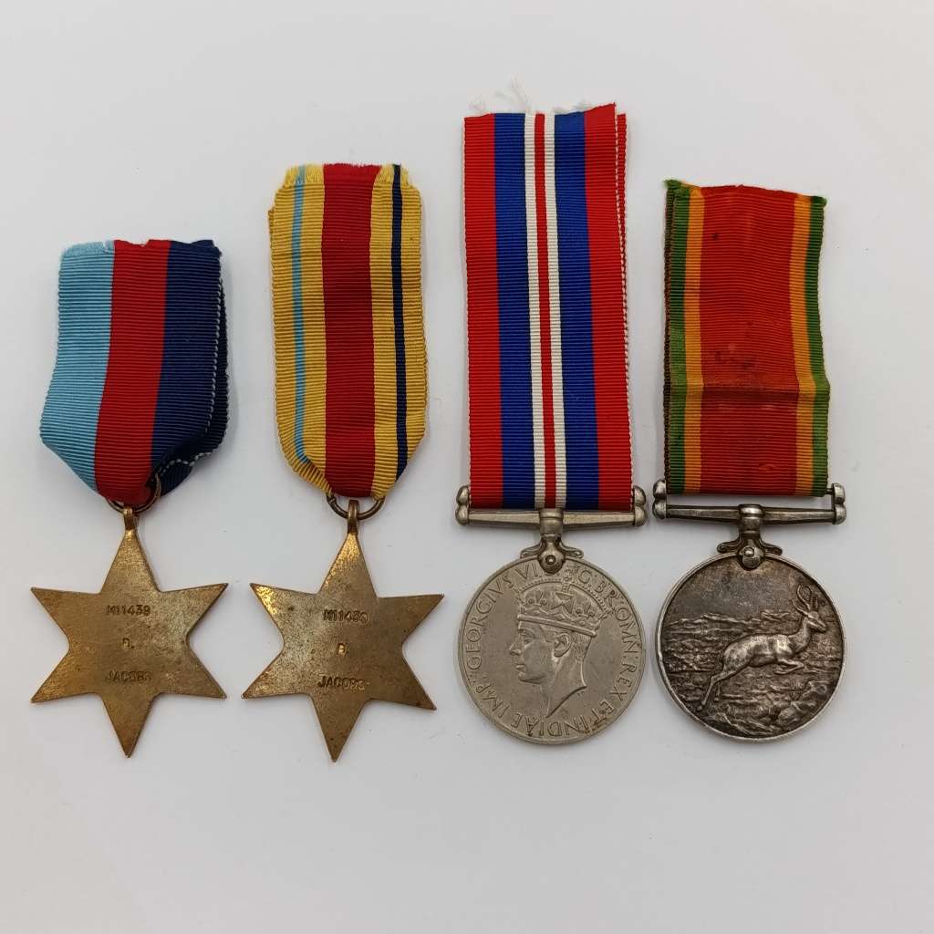 Set of 4 WW2 medals issued to M11439 B Jacobs