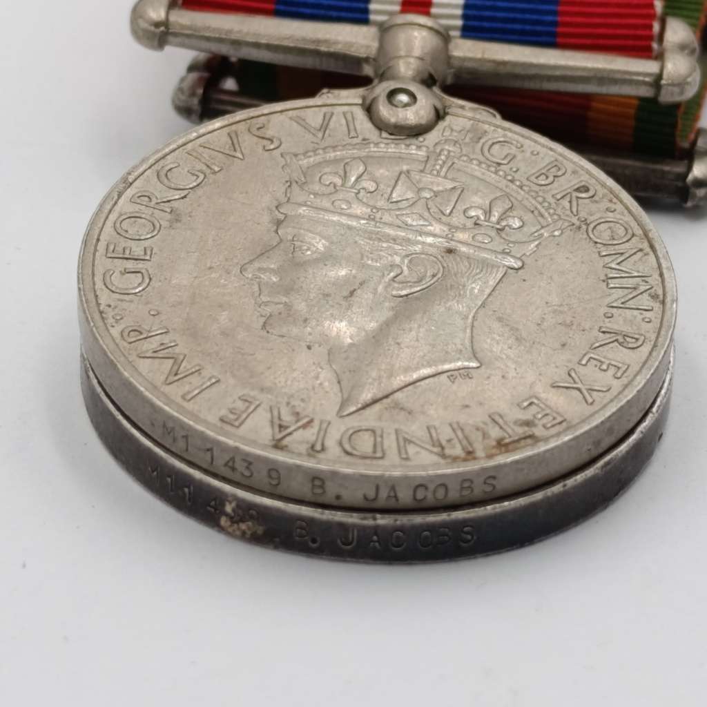Set of 4 WW2 medals issued to M11439 B Jacobs