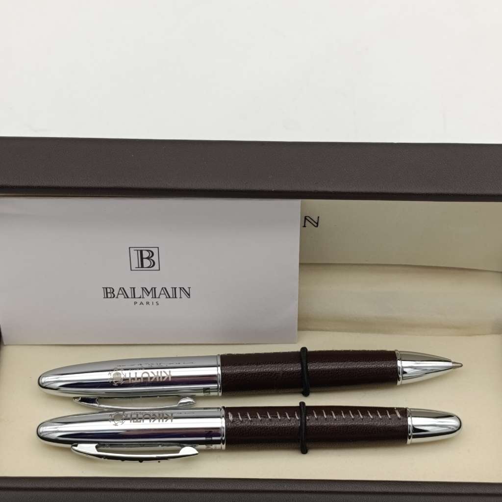 Balmain Rollerball and ballpoint pen set in case