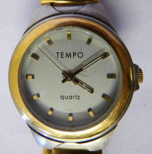 Vintage Tempo quartz mens watch with elasticated strap working as per photo Reduced with R75