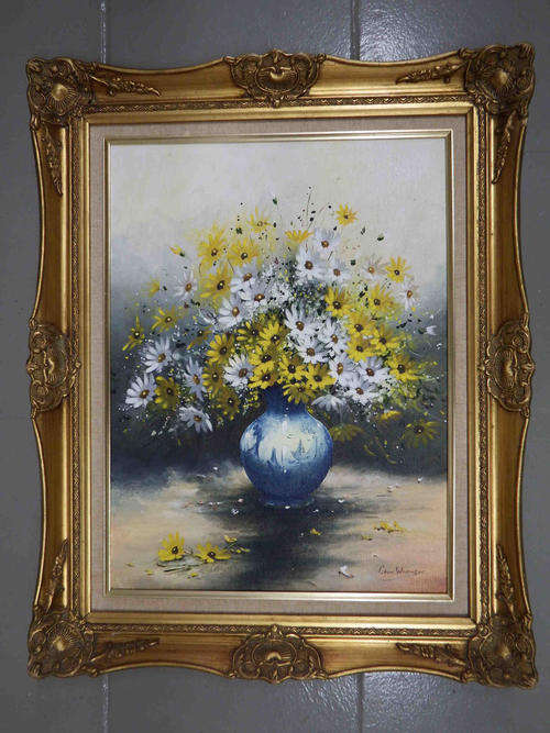 Colin Wilkinson flower painting in Gold frame - as per photo