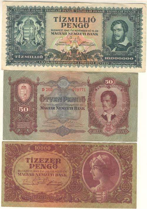 Lot of 3 Excellent Hungary banknotes - as per scan