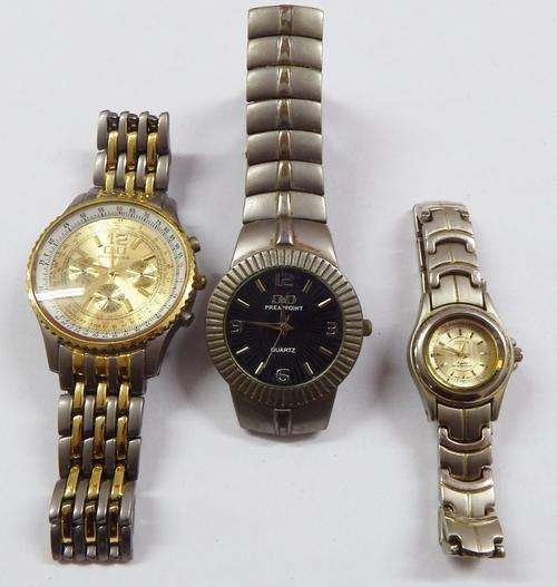Lot of 3 working quartz watches - 2 mens & 1 ladies -  as per photo