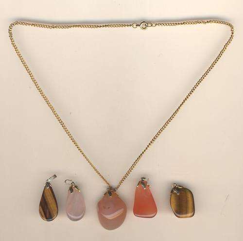 Necklace with 5 different stone pendants - as per photo
