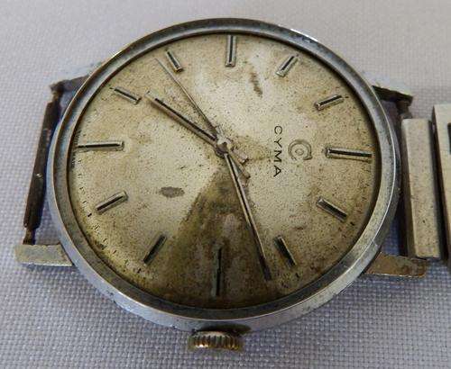 Cyma manual wind mens watch  - needs glass but working - as per photo