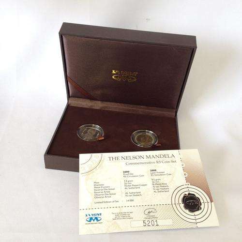 R5 Nelson Mandela set ( Proof like 2000 / Laser frosted 2008 )