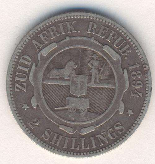 1894 ZAR Kruger two shilling - FINE -   as per photo