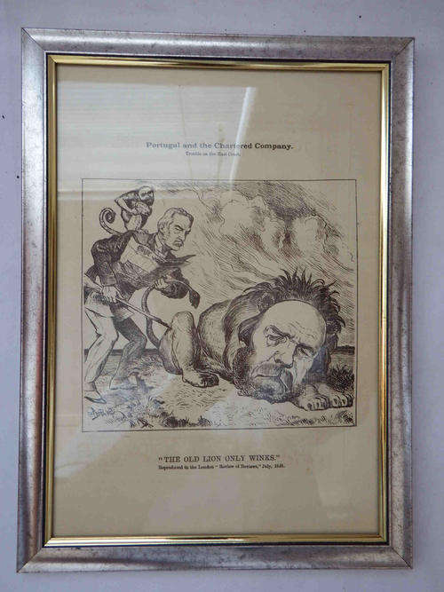 Portugal and the Chartered Company - The old lion only winks - 1891 cartoon
