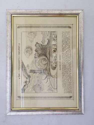 The Presidents Railway - Paul Kruger - Framed cartoon from 1891