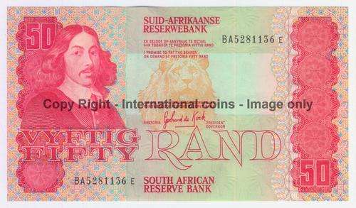 Gerhard de Kock R50 note - scarce BA series
